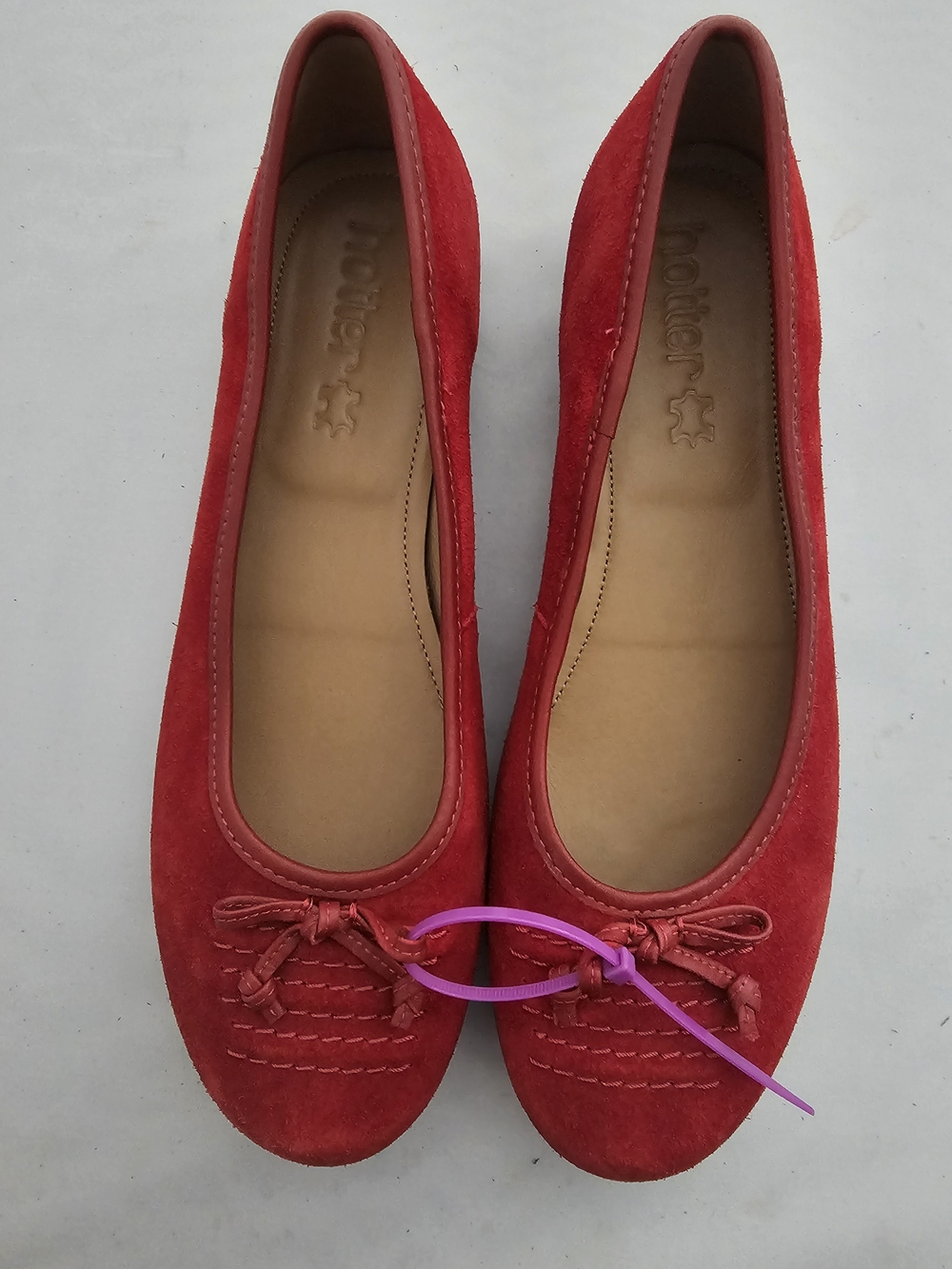 New -Red Suede Ballet Flats by Hotter
